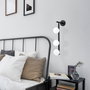 Opviq Domino - 11040 Lámpara de pared de metal y cristal blanco y negro